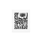 Creatures Graffiti Black and White on French Train Ticket Art Print Gallery Image 1