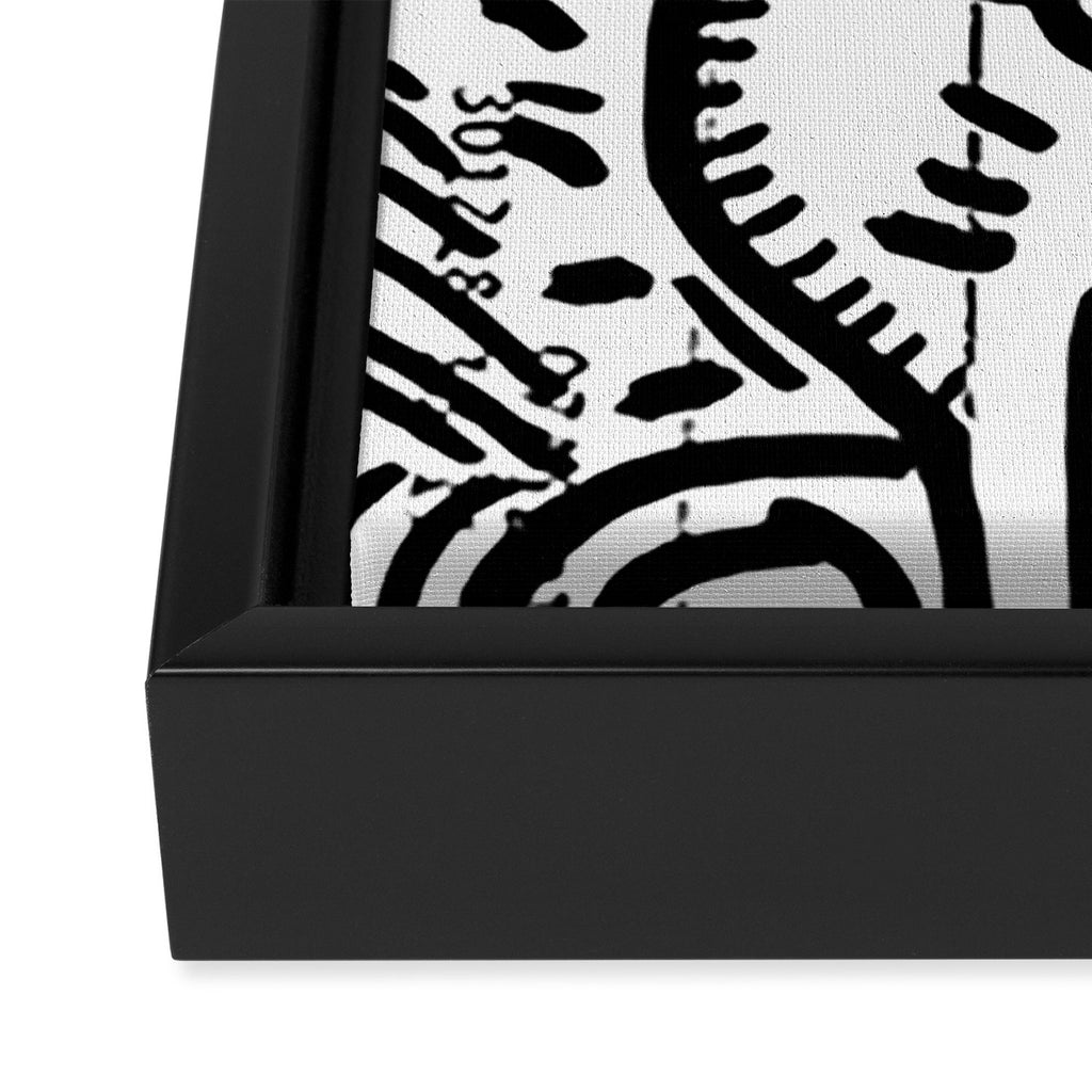 Creatures Graffiti Black and White on French Train Ticket Framed Canvas Print Gallery Image 3