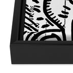 Creatures Graffiti Black and White on French Train Ticket Framed Canvas Print Gallery Image 3