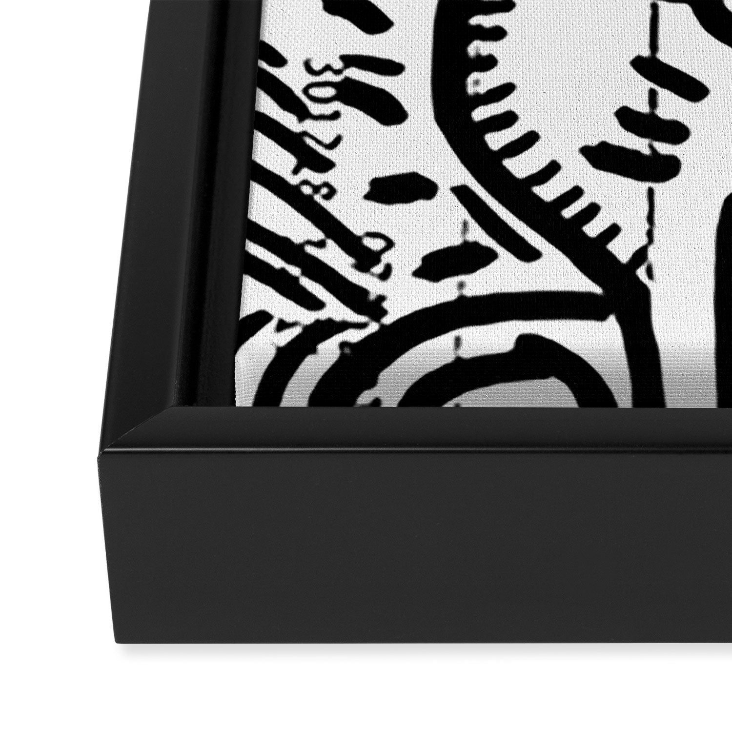 Creatures Graffiti Black and White on French Train Ticket Framed Canvas Print Gallery Image 3