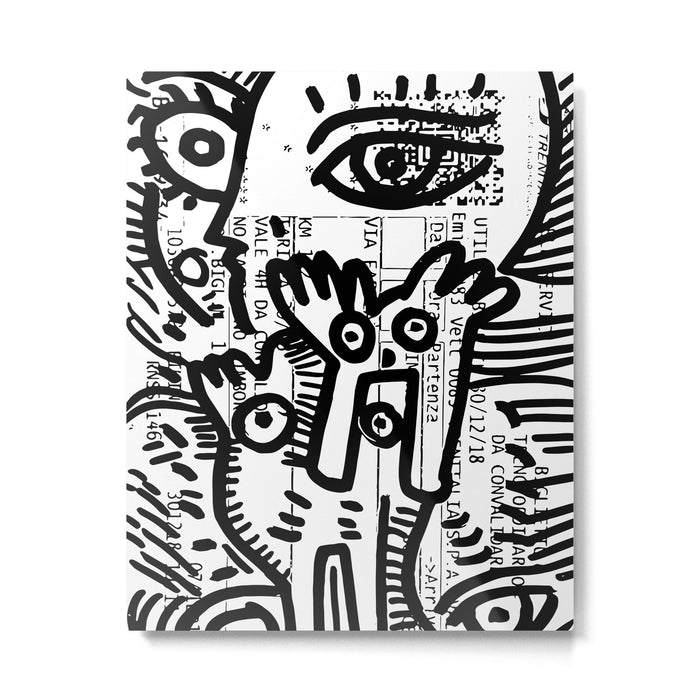 Creatures Graffiti Black and White on French Train Ticket Metal Print Gallery Image 1