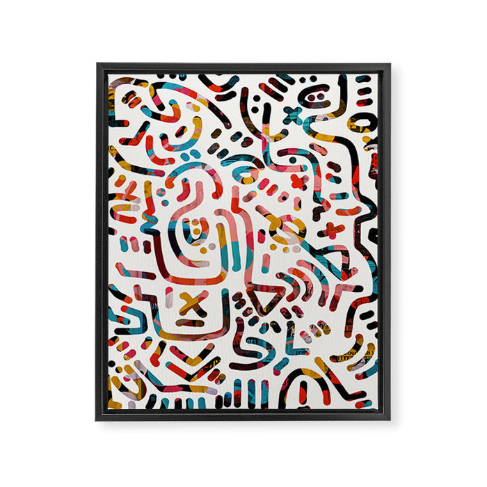 Graffiti Art Life in the Jungle with Symbols of Energy Framed Canvas Print Gallery Image 1