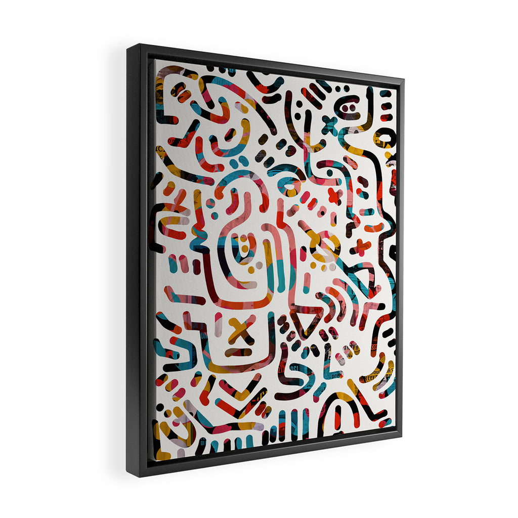 Graffiti Art Life in the Jungle with Symbols of Energy Framed Canvas Print Gallery Image 2