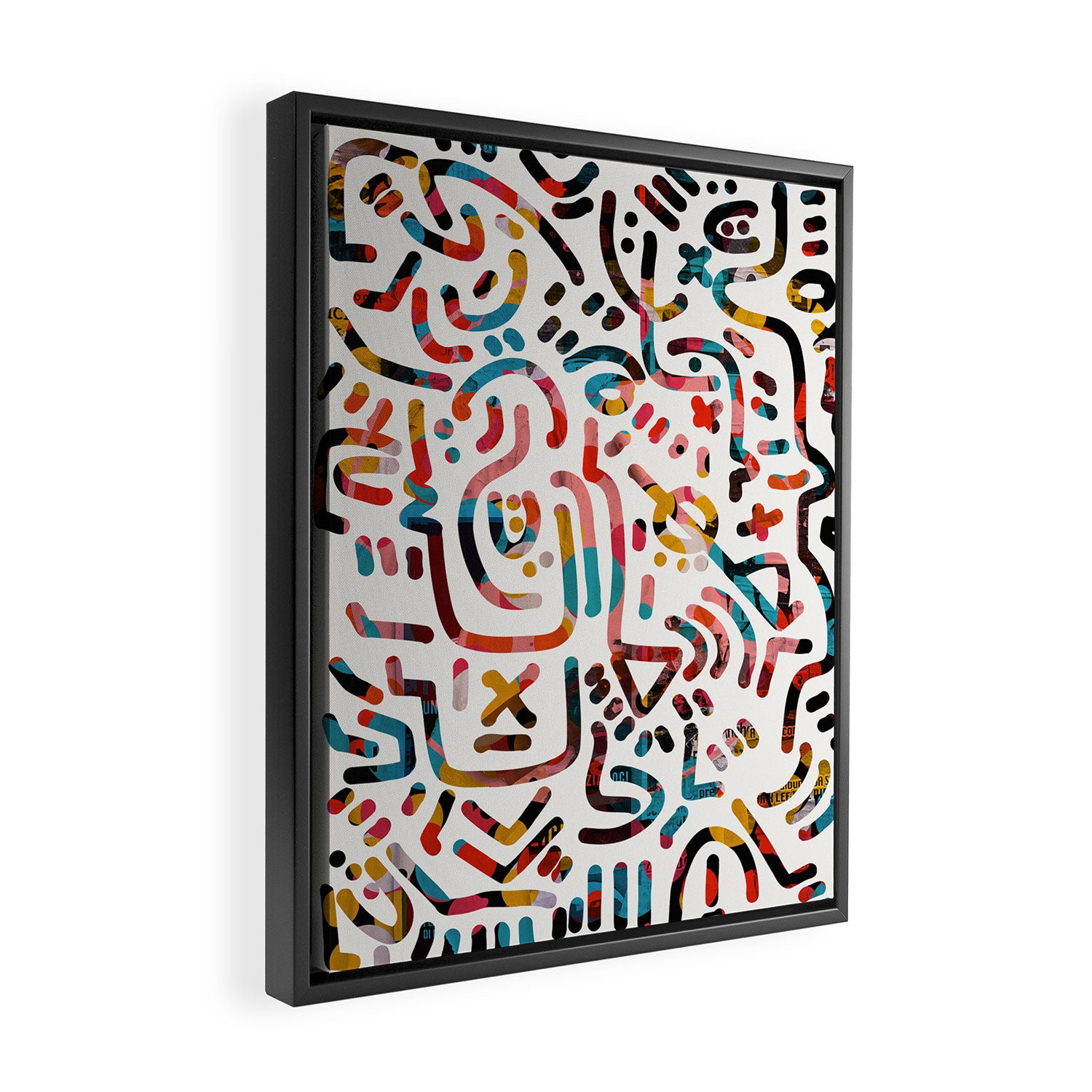 Graffiti Art Life in the Jungle with Symbols of Energy Framed Canvas Print Gallery Image 2