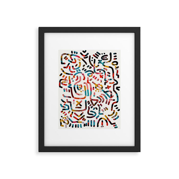 Graffiti Art Life in the Jungle with Symbols of Energy Framed Art Print Gallery Image 1