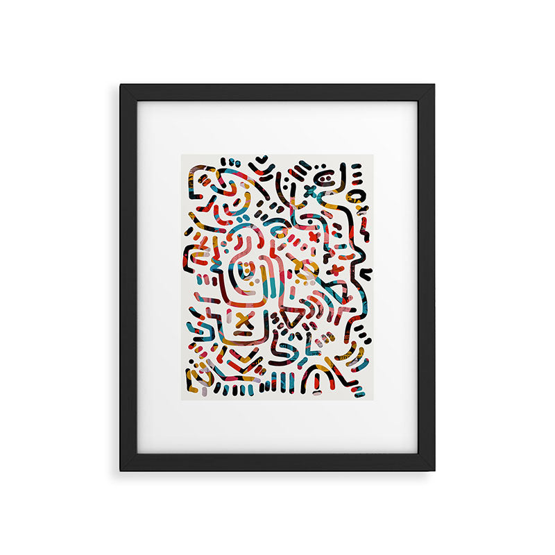 Graffiti Art Life in the Jungle with Symbols of Energy Framed Art Print Gallery Image 5