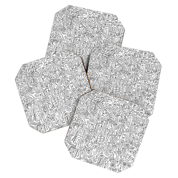 Graffiti Black and White Pattern Doodle Hand Designed Scan Coaster Gallery Image 1