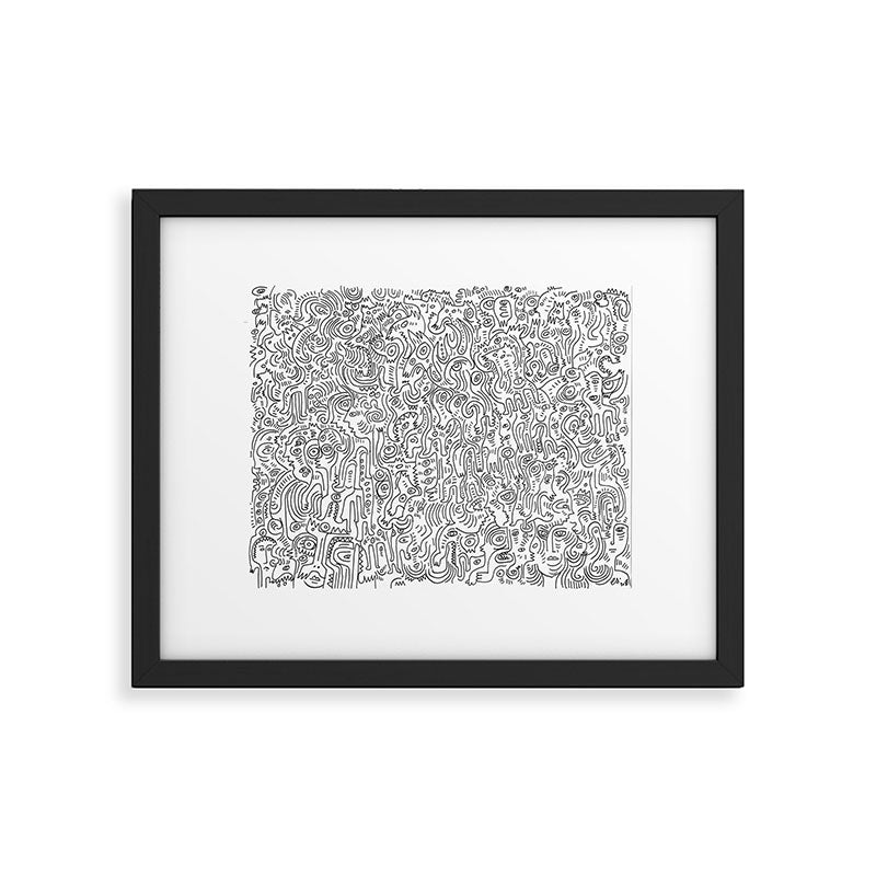 Graffiti Black and White Pattern Doodle Hand Designed Scan Framed Art Print Gallery Image 4