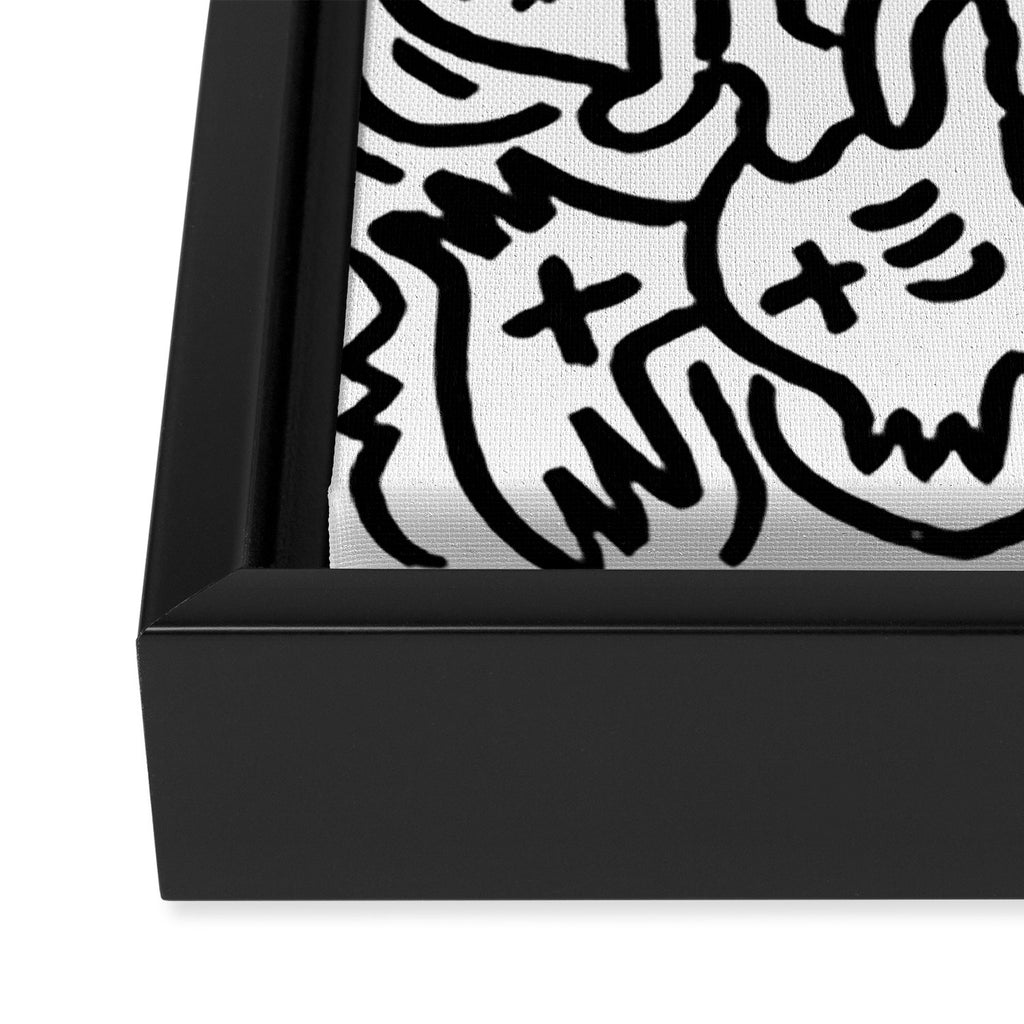 Graffiti Street Art Black and White Framed Canvas Print Gallery Image 3