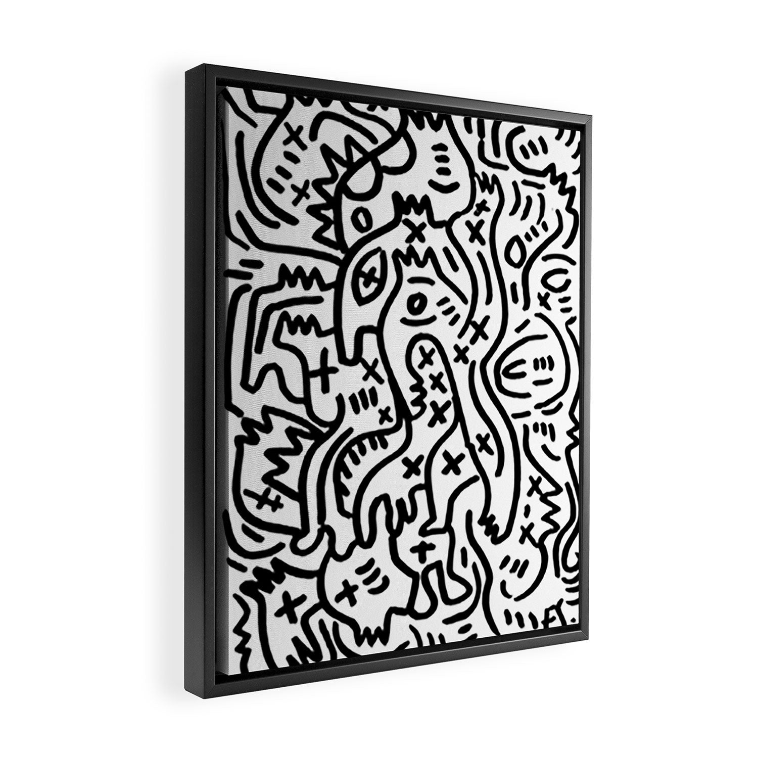 Graffiti Street Art Black and White Framed Canvas Print Gallery Image 2