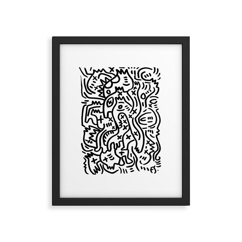 Graffiti Street Art Black and White Framed Art Print Gallery Image 5