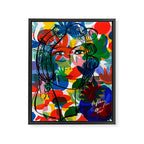 La femme aux fleurs portrait pop abstract by Emmanuel Signorino Framed Canvas Print Gallery Image 6