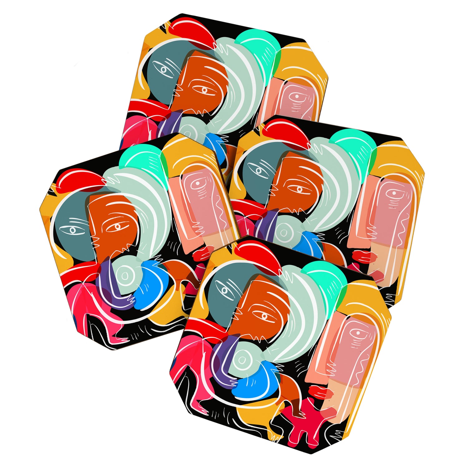 Love your family expressionist cubist street art Coaster Gallery Image 1