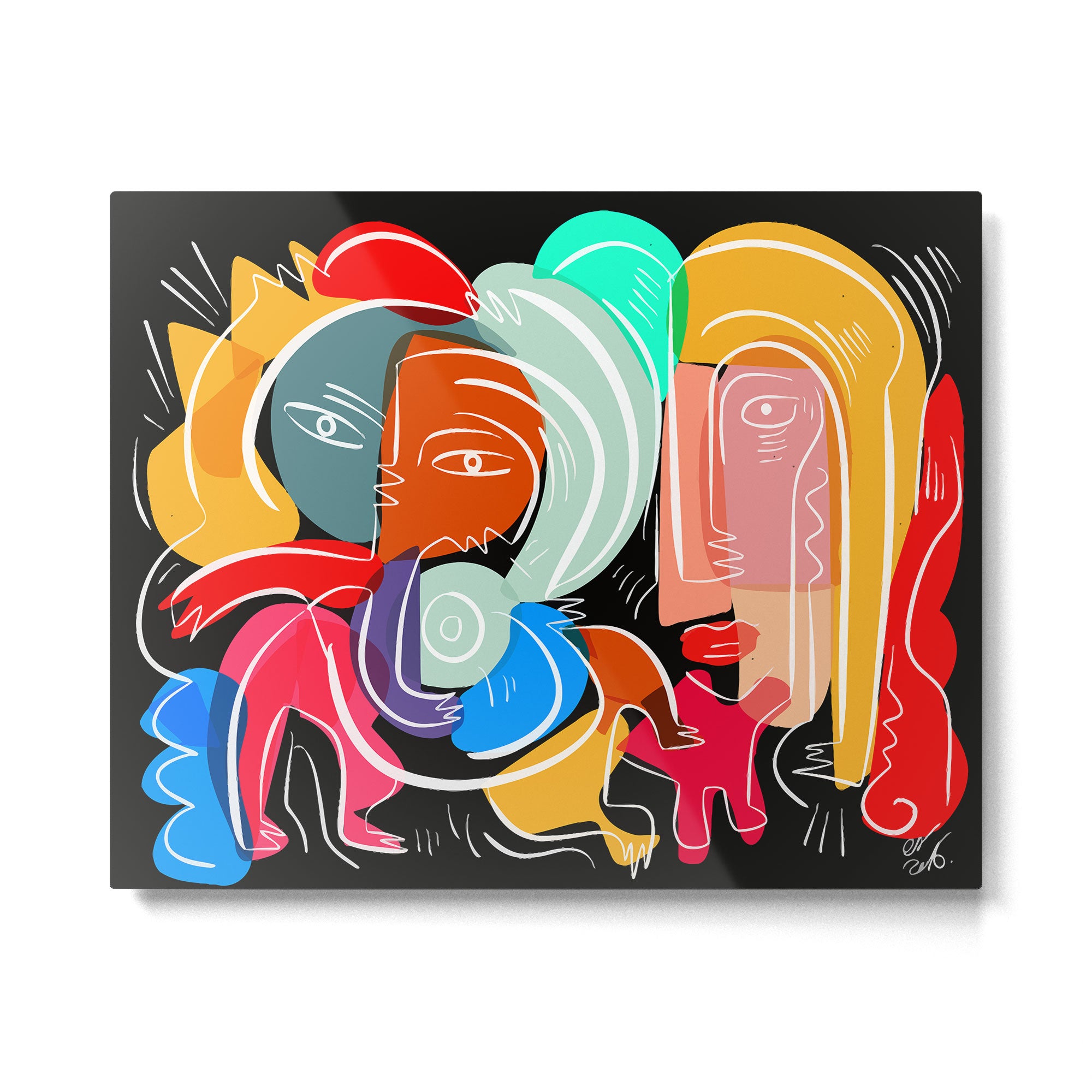 Love your family expressionist cubist street art Metal Print Gallery Image 4