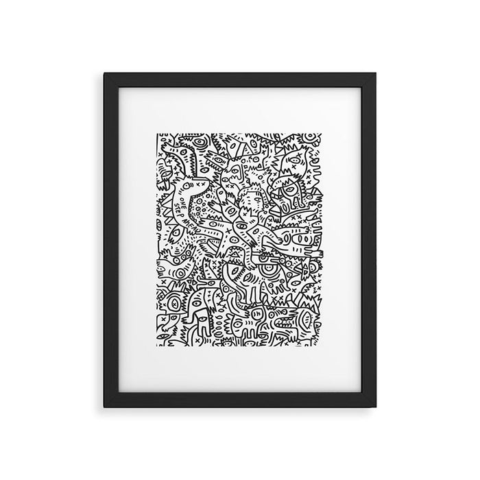 One Step Ahead Black and White Graffiti Street Art Framed Art Print Gallery Image 1