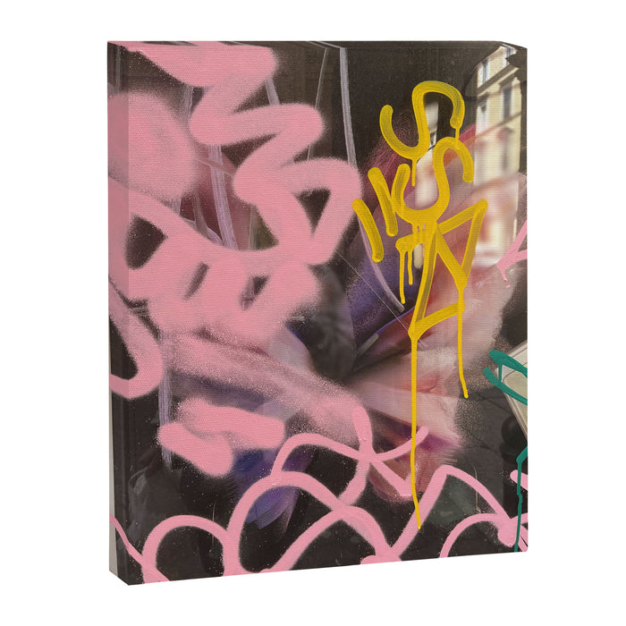 Pink and White Graffiti Sprayed Street Art in Bologna  Canvas Print Gallery Image 1
