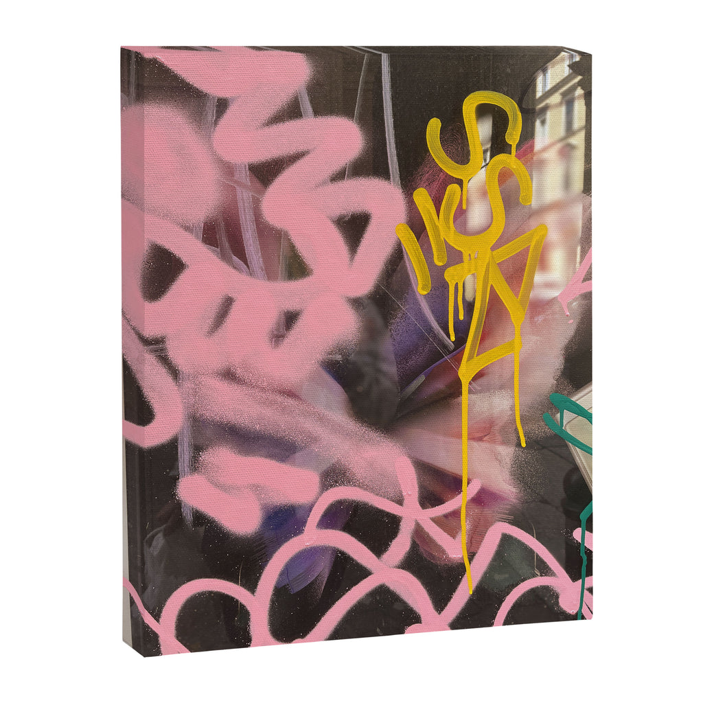 Pink and White Graffiti Sprayed Street Art in Bologna  Canvas Print Gallery Image 6