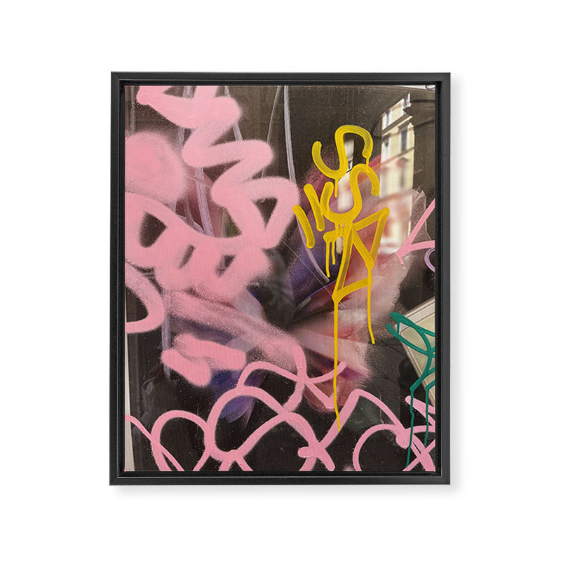 Pink and White Graffiti Sprayed Street Art in Bologna  Framed Canvas Print Gallery Image 6