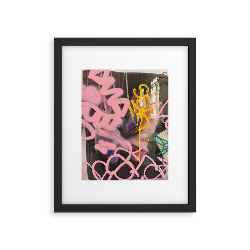 Pink and White Graffiti Sprayed Street Art in Bologna  Framed Art Print Gallery Image 5