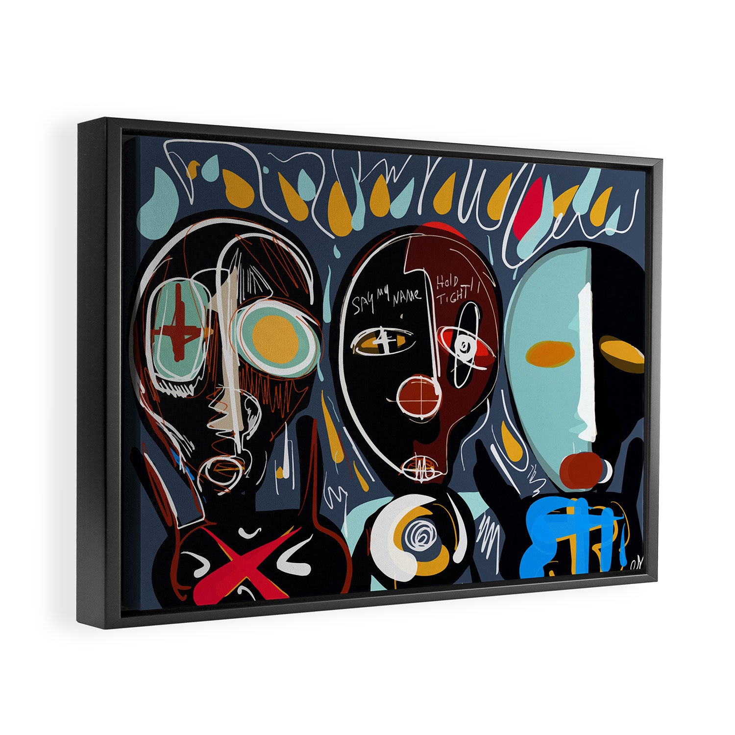 Say my name street art brut painting Framed Canvas Print Gallery Image 2