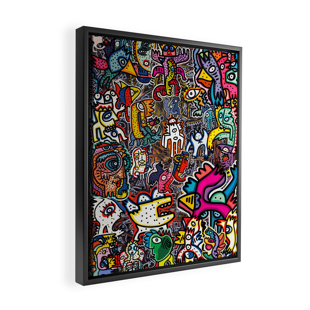 Stickers Attack Street Art Graffiti Framed Canvas Print Gallery Image 2