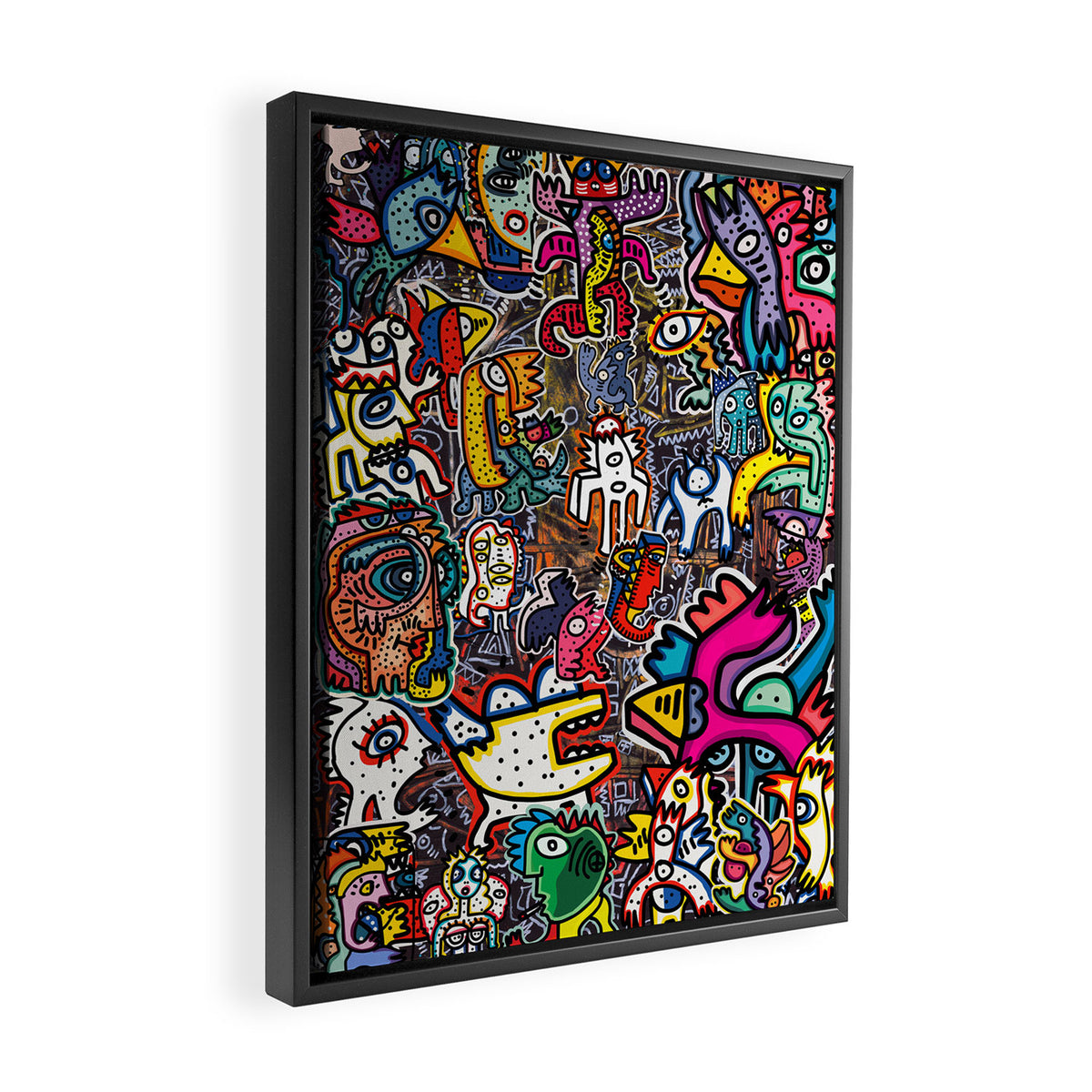 Stickers Attack Street Art Graffiti Framed Canvas Print Gallery Image 2