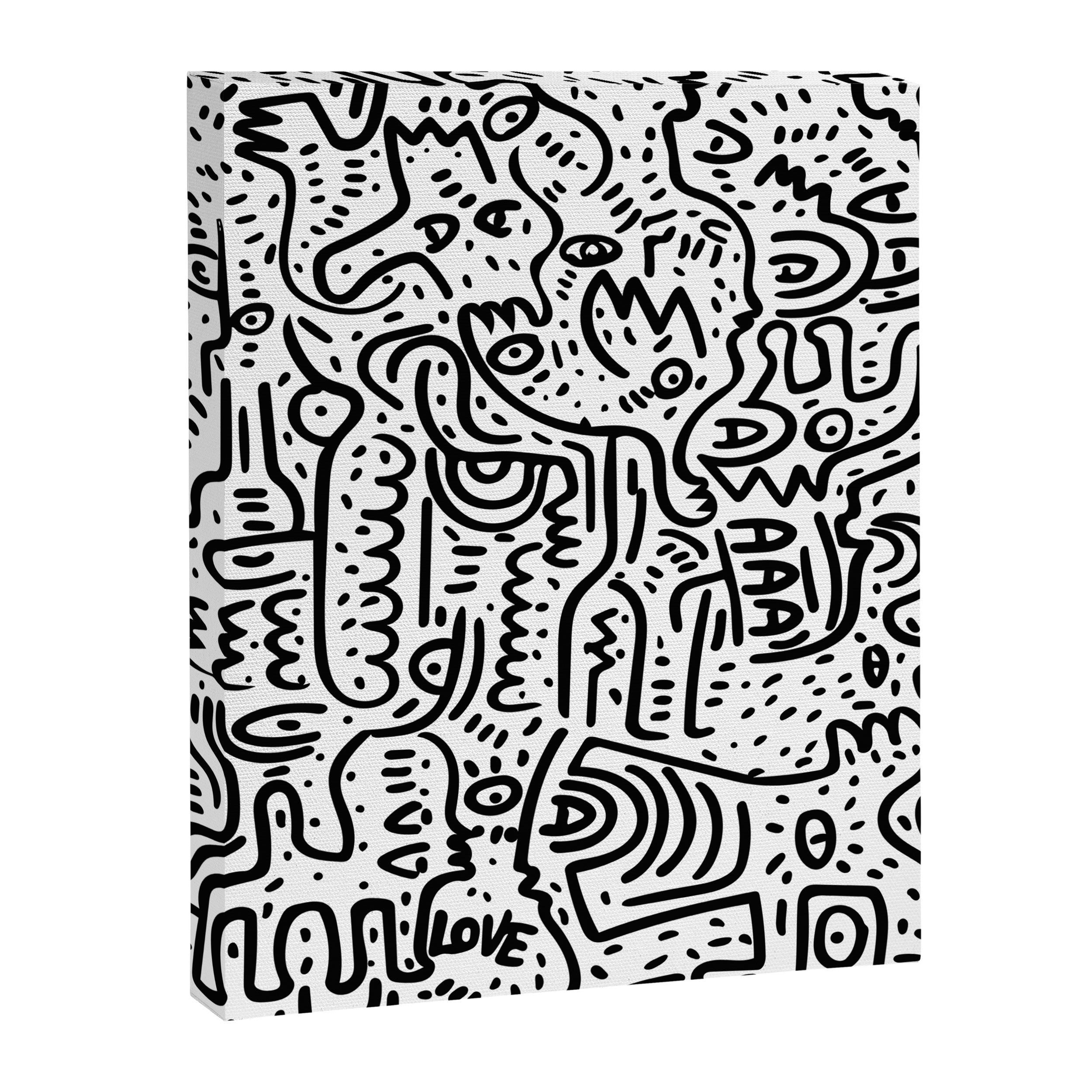 Street Art Graffiti Love Black and White Canvas Print Gallery Image 6