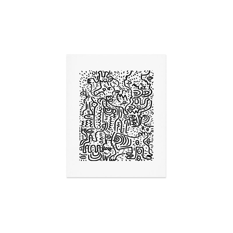 Street Art Graffiti Love Black and White Art Print Gallery Image 1