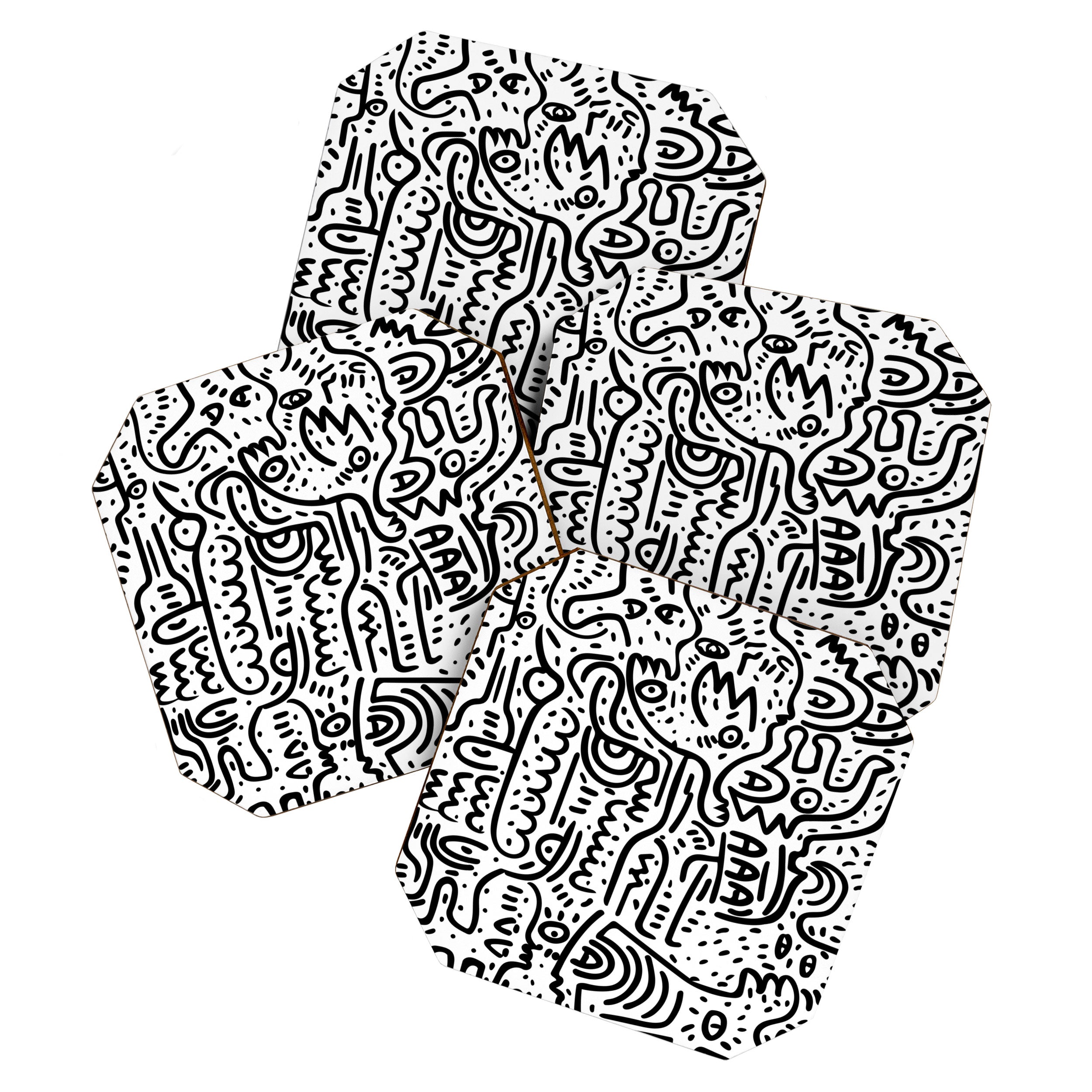 Street Art Graffiti Love Black and White Coaster Gallery Image 1
