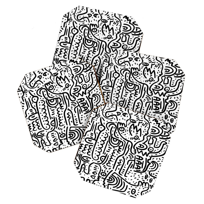 Street Art Graffiti Love Black and White Coaster Gallery Image 1