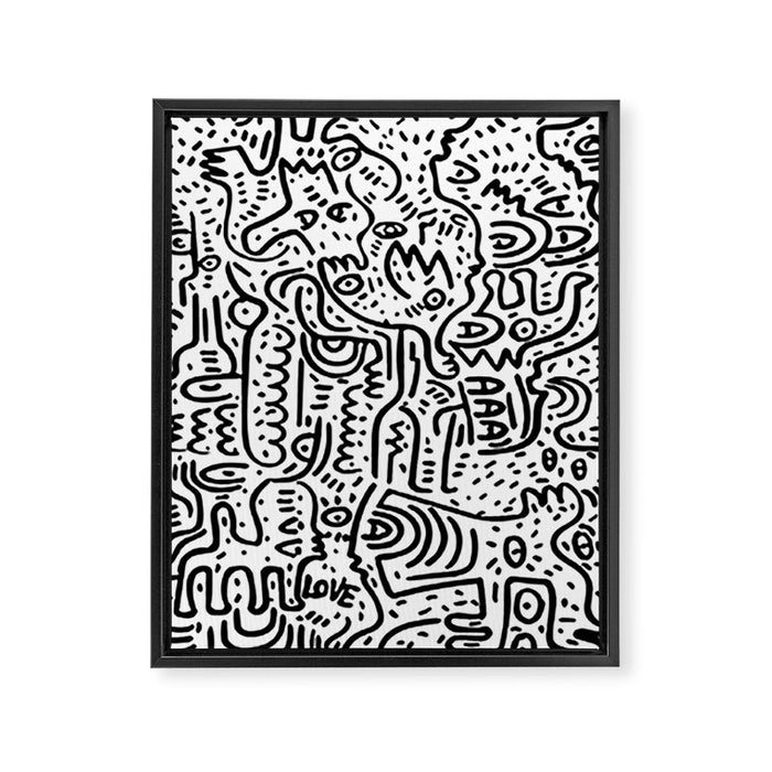 Street Art Graffiti Love Black and White Framed Canvas Print Gallery Image 1
