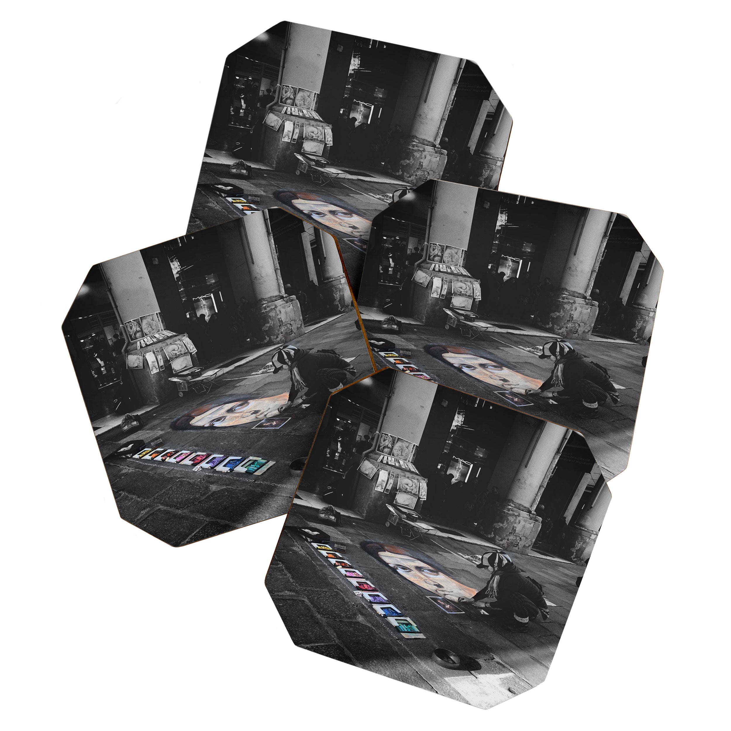 Street Bologna Artist Black and White Photography Coaster Gallery Image 1