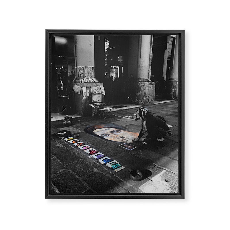 Street Bologna Artist Black and White Photography Framed Canvas Print Gallery Image 6