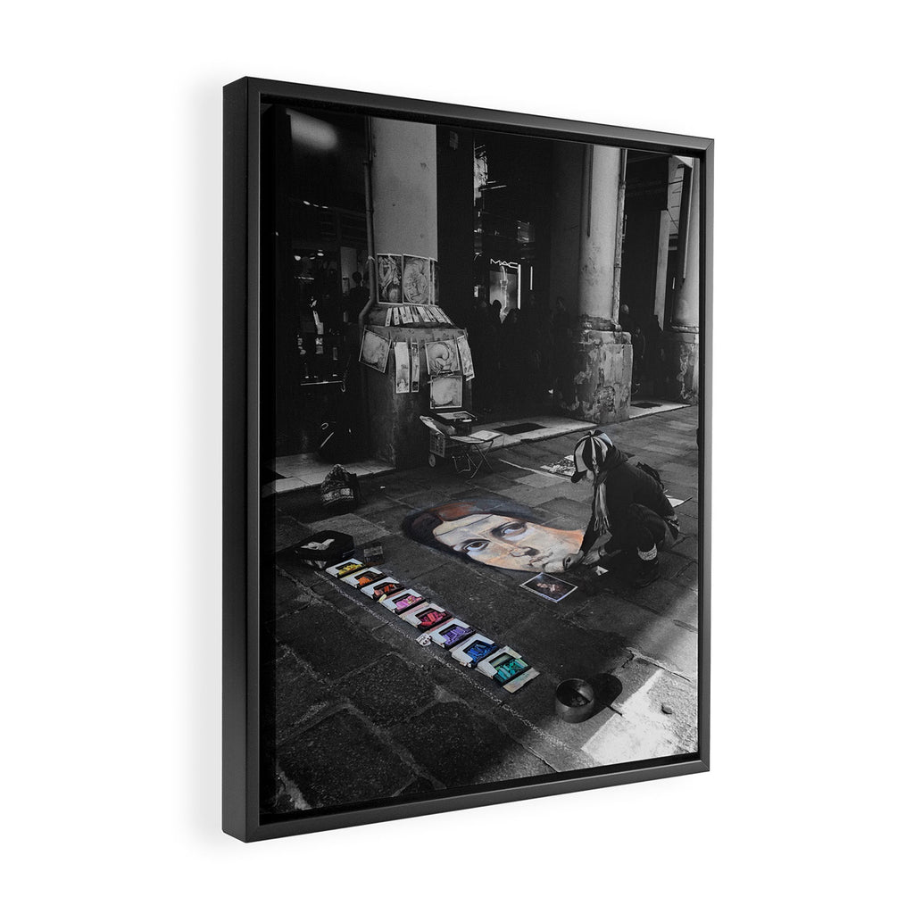 Street Bologna Artist Black and White Photography Framed Canvas Print Gallery Image 2