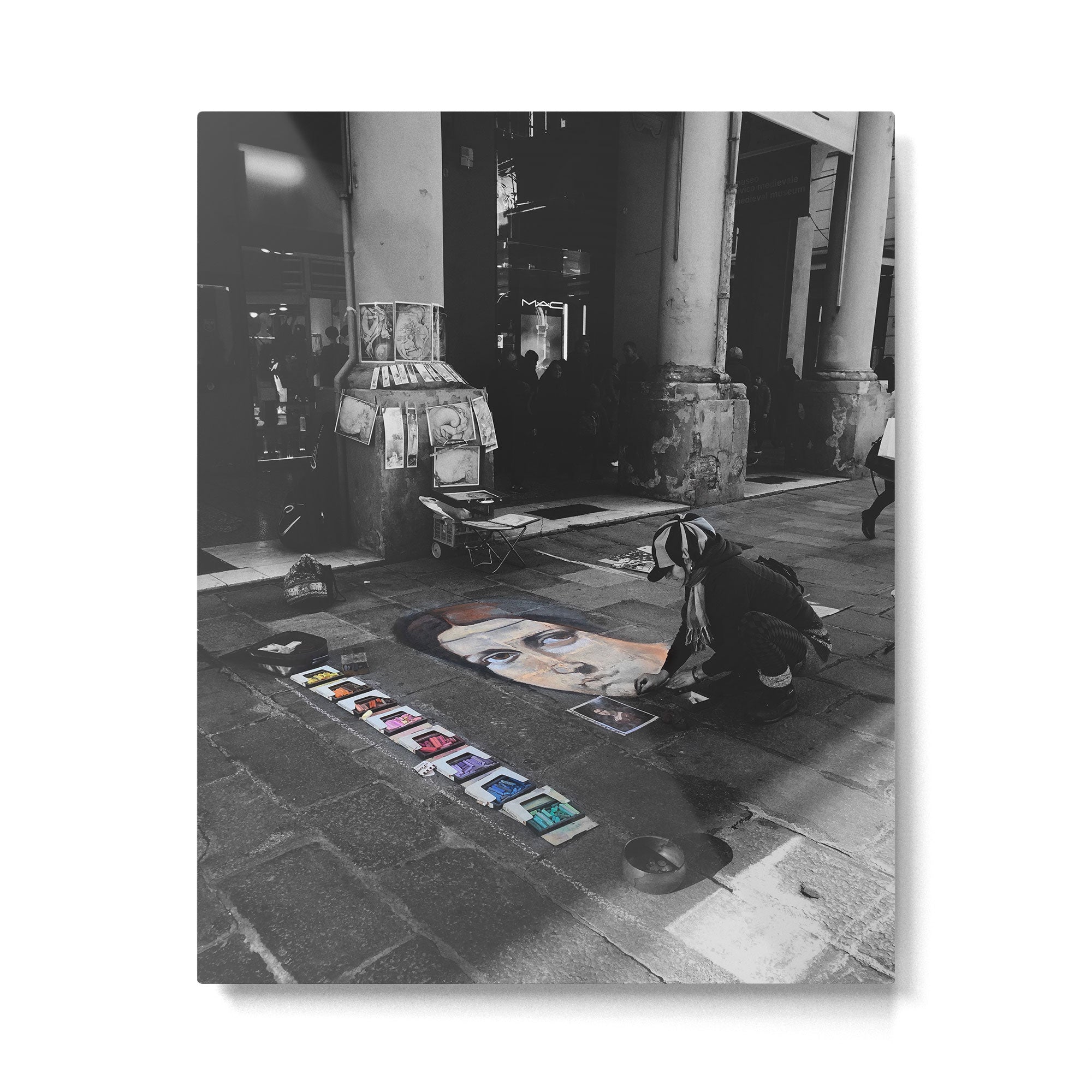 Street Bologna Artist Black and White Photography Metal Print Gallery Image 4