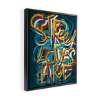 Street Loves Art Graffiti Urban Art Writing Blue and Yellow Framed Canvas Print Gallery Image 2