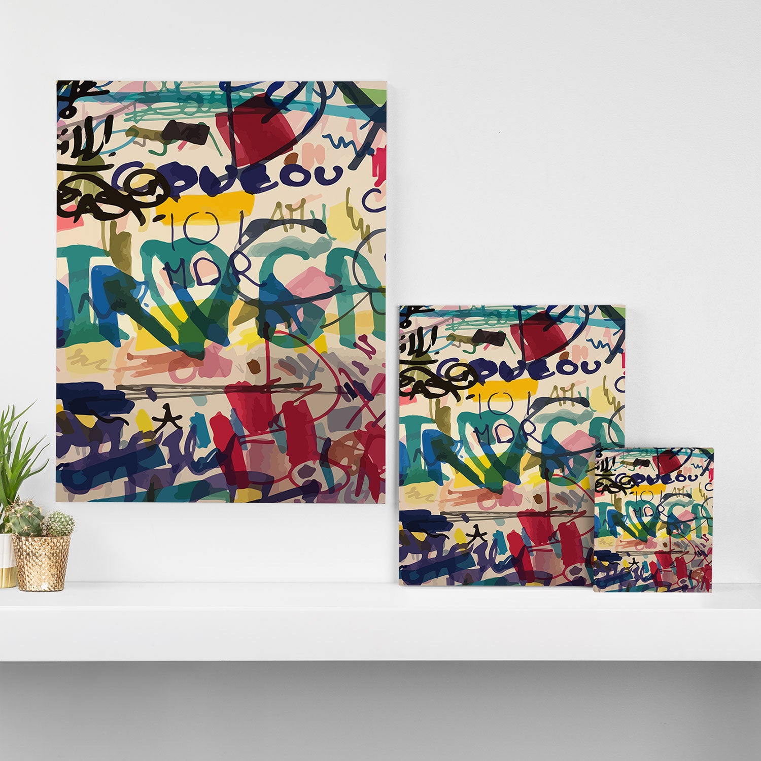 Urban Graffiti Paper Street Art Canvas Print Gallery Image 3
