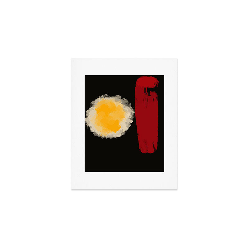 Zen abstract minimal red yellow and black Art Print Gallery Image 1