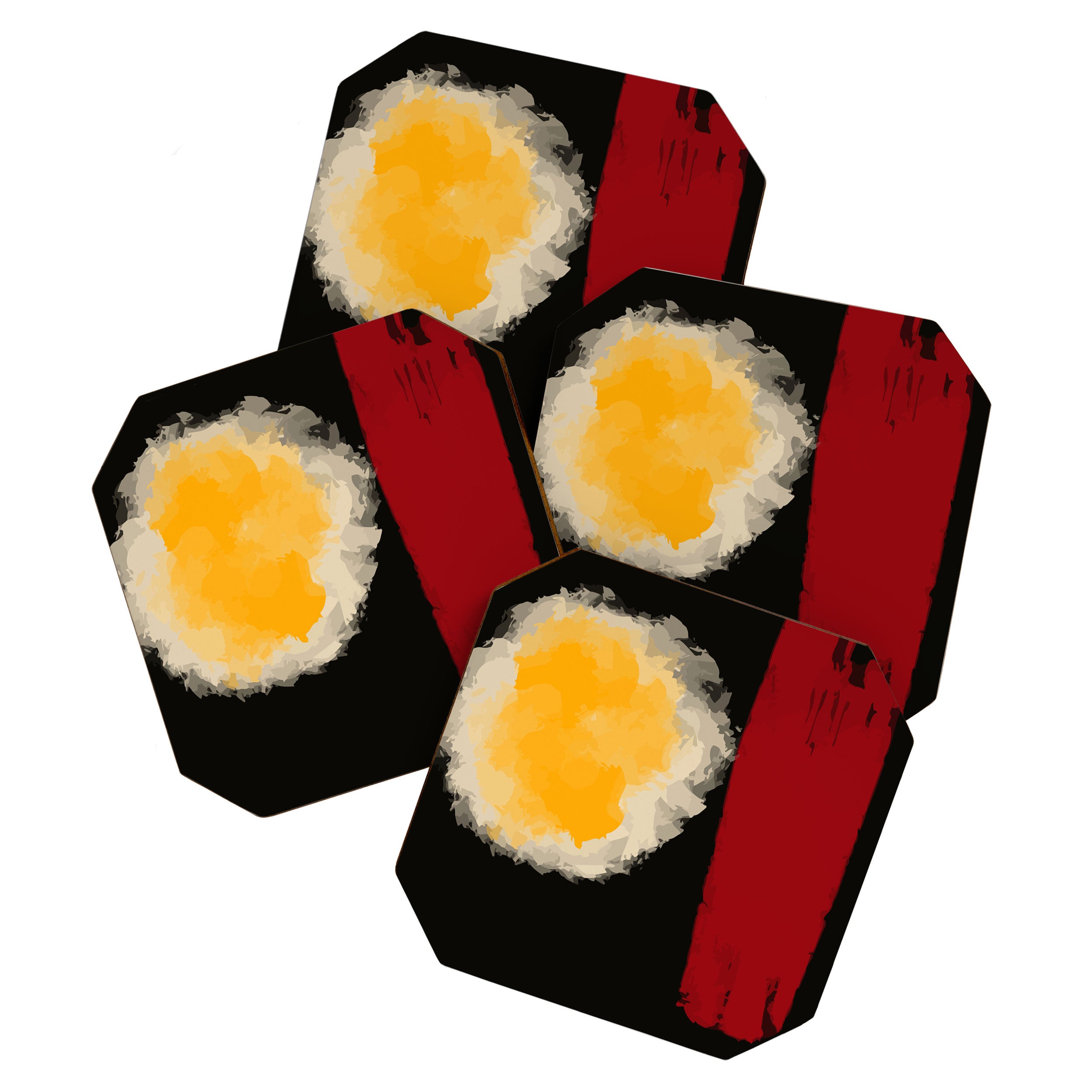 Zen abstract minimal red yellow and black Coaster Gallery Image 1
