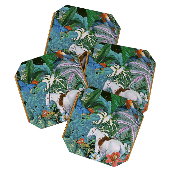 Botania I - Tropical Vintage Style Botanical Collage Coaster Gallery Image 1