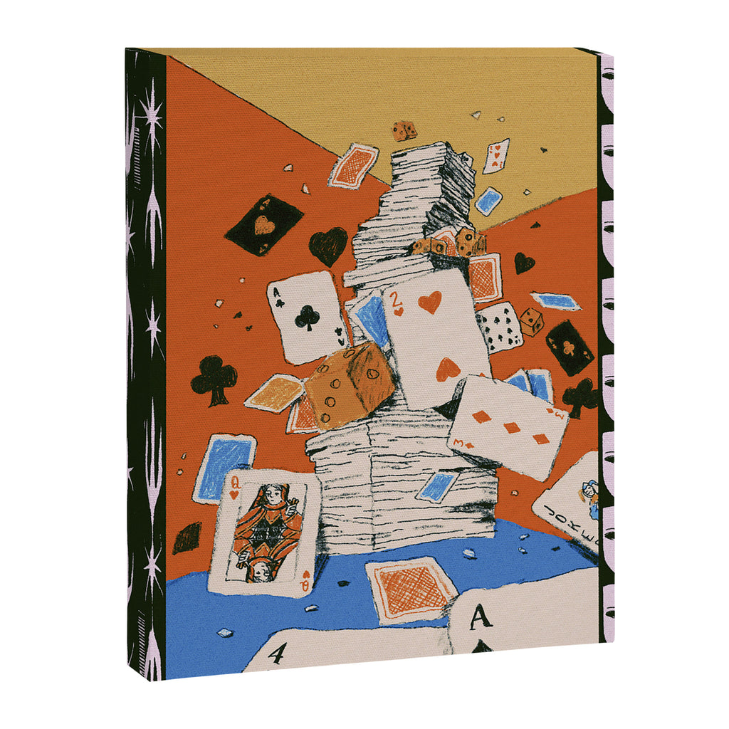 'Texas' - Surreal Illustration with Playing Cards and Dice, Western Retro Style Canvas Print Gallery Image 6