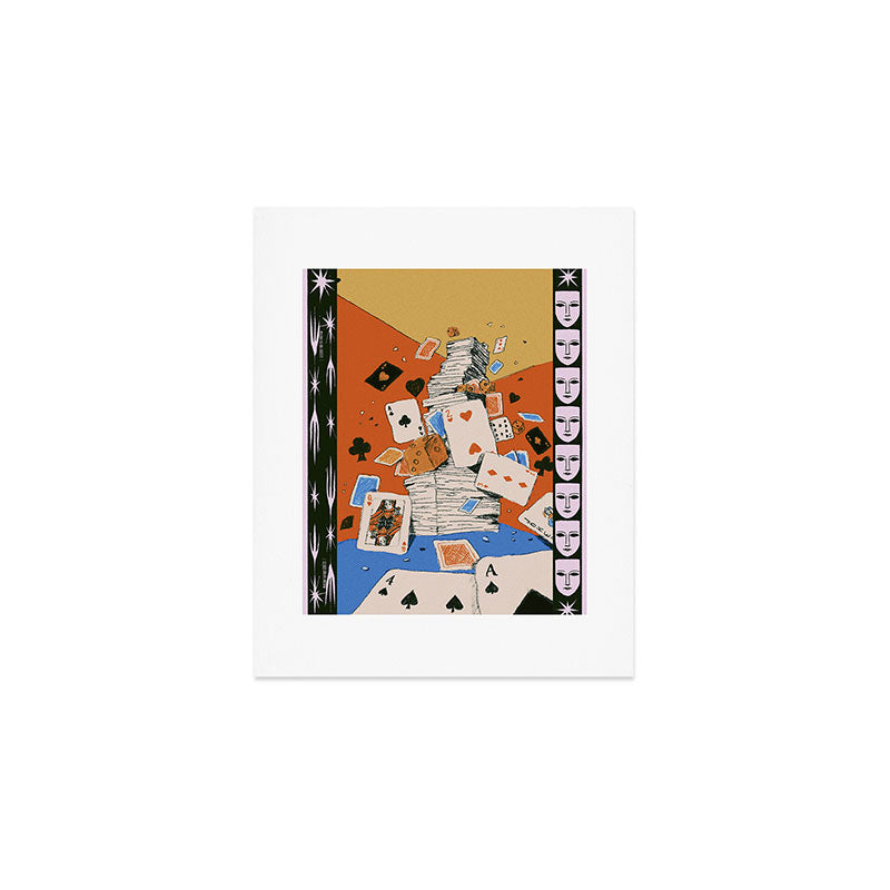'Texas' - Surreal Illustration with Playing Cards and Dice, Western Retro Style Art Print Gallery Image 1