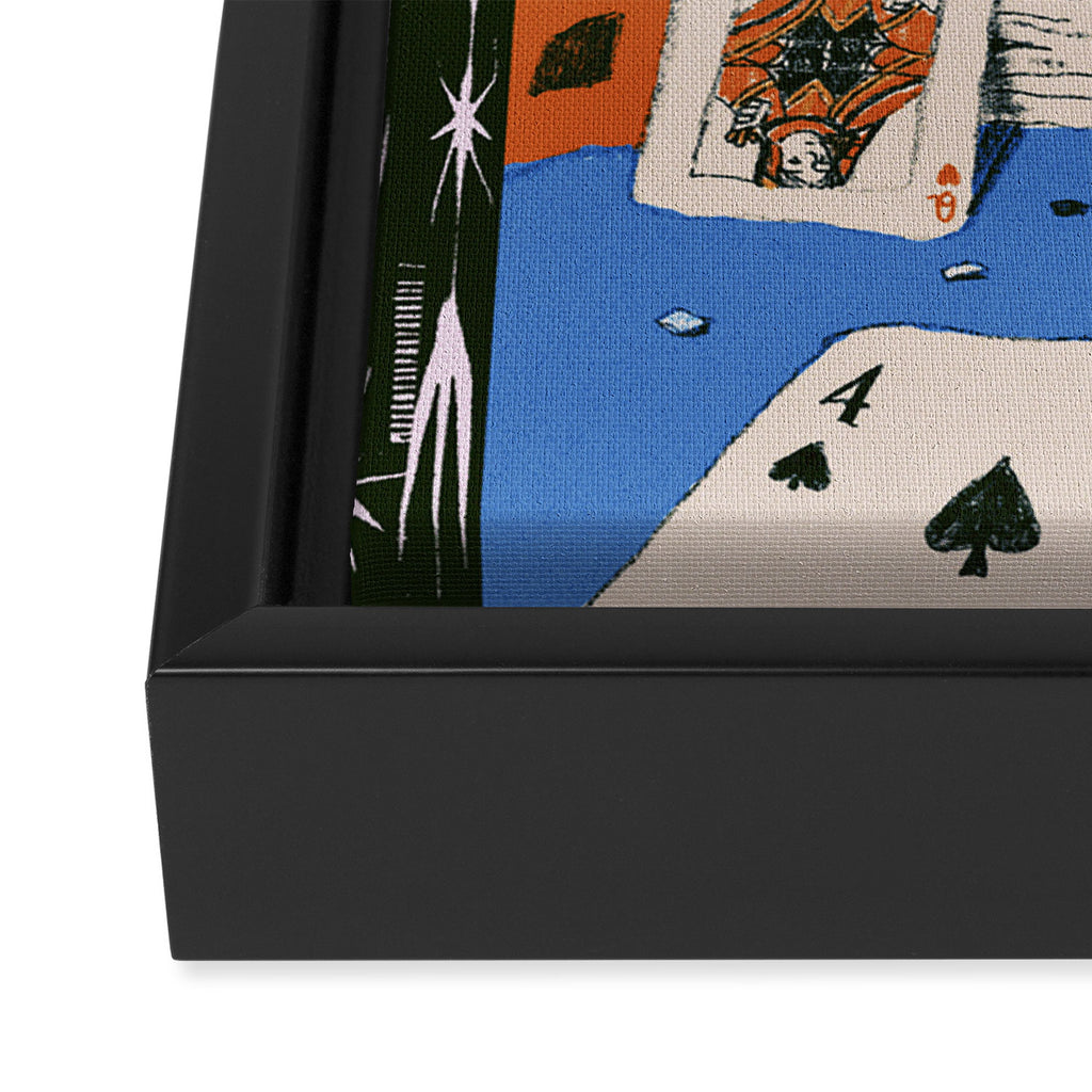'Texas' - Surreal Illustration with Playing Cards and Dice, Western Retro Style Framed Canvas Print Gallery Image 3