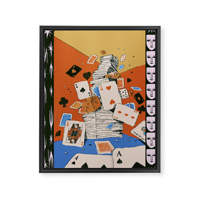 'Texas' - Surreal Illustration with Playing Cards and Dice, Western Retro Style Framed Canvas Print Gallery Image 6