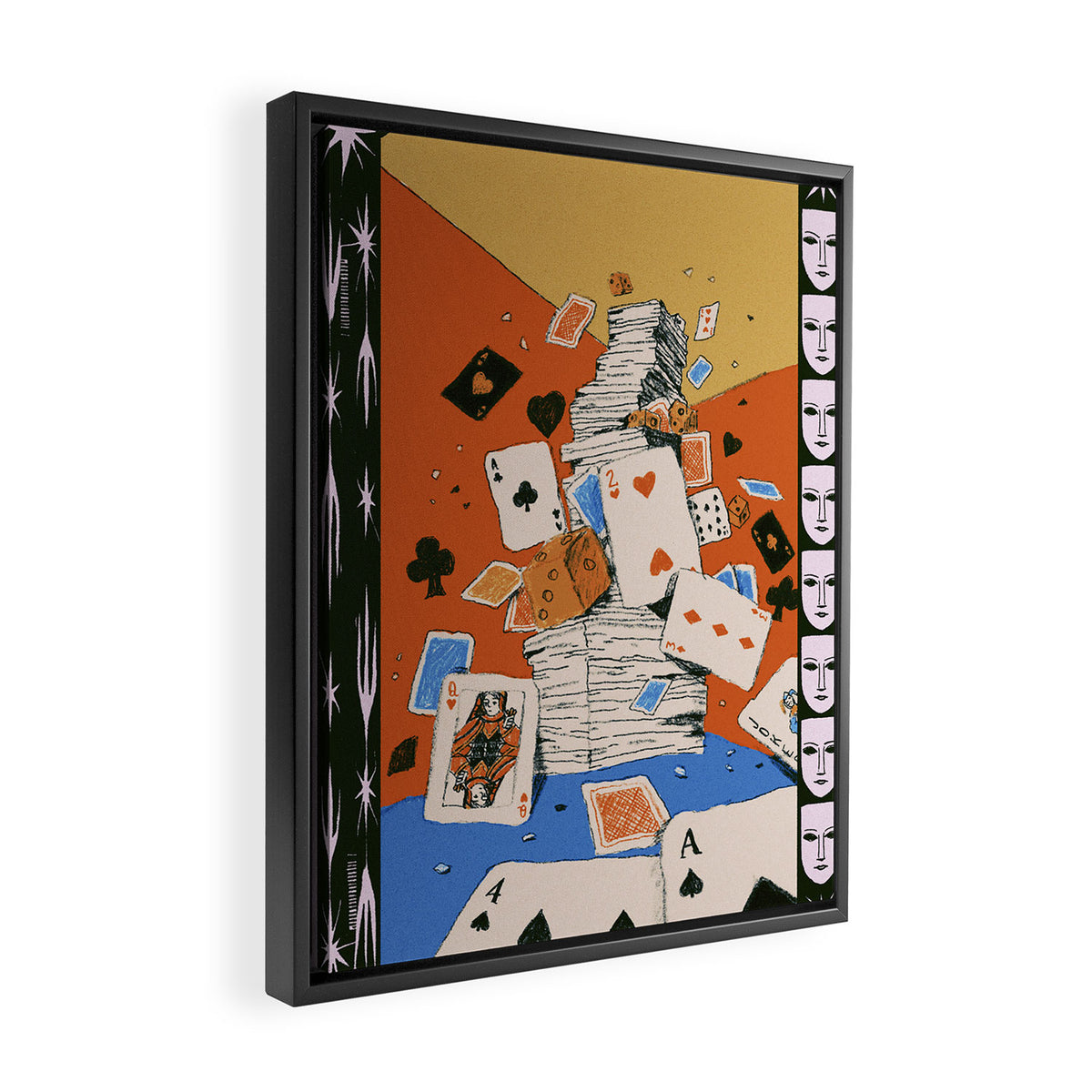 'Texas' - Surreal Illustration with Playing Cards and Dice, Western Retro Style Framed Canvas Print Gallery Image 2