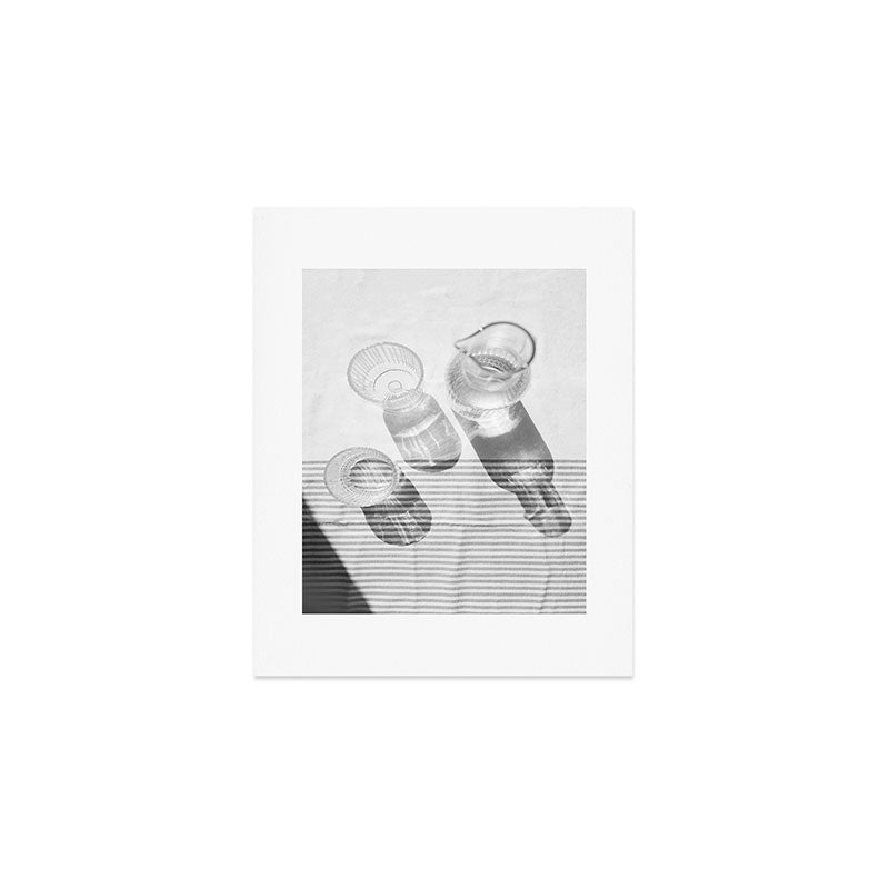 Black and White Glass Shadows and Stripes | Summer Shadow Play Still Life Light Bright Photography Print Photo Art Minimal Art Print Art Print Gallery Image 1
