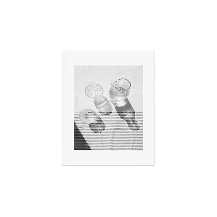 Black and White Glass Shadows and Stripes | Summer Shadow Play Still Life Light Bright Photography Print Photo Art Minimal Art Print Art Print Gallery Image 1