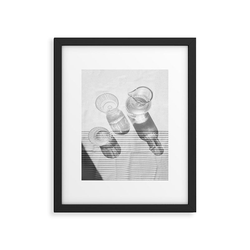 Black and White Glass Shadows and Stripes | Summer Shadow Play Still Life Light Bright Photography Print Photo Art Minimal Art Print Framed Art Print