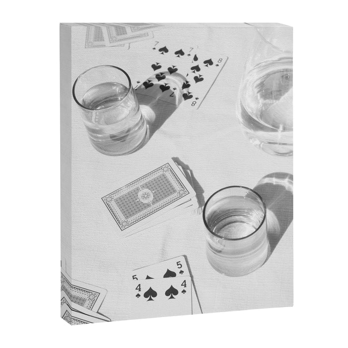 Playing a Game of Cards | Black and White Summer Sunshine Outside Games Photography Art Print Canvas Print Gallery Image 1