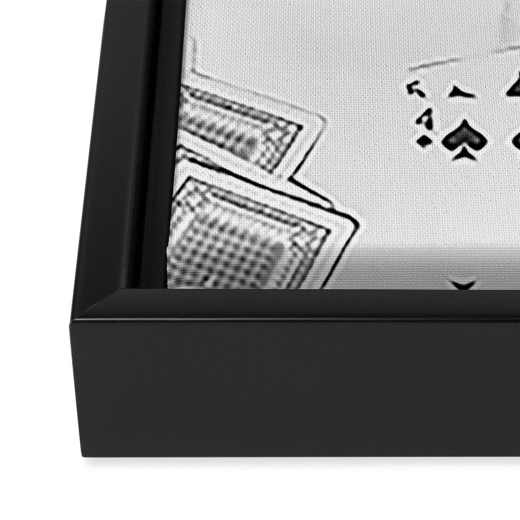 Playing a Game of Cards | Black and White Summer Sunshine Outside Games Photography Art Print Framed Canvas Print Gallery Image 3